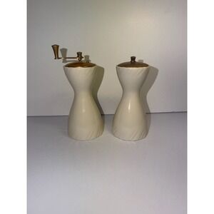 Vintage Lenox Weatherly Ivory Porcelain Salt Shaker and Pepper Grinder Mill Set